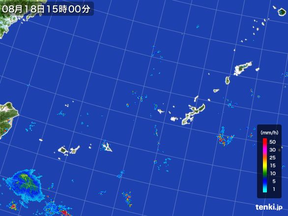沖縄地方の雨雲レーダー(2016年08月18日)