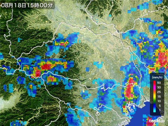 埼玉県の雨雲レーダー(2016年08月18日)