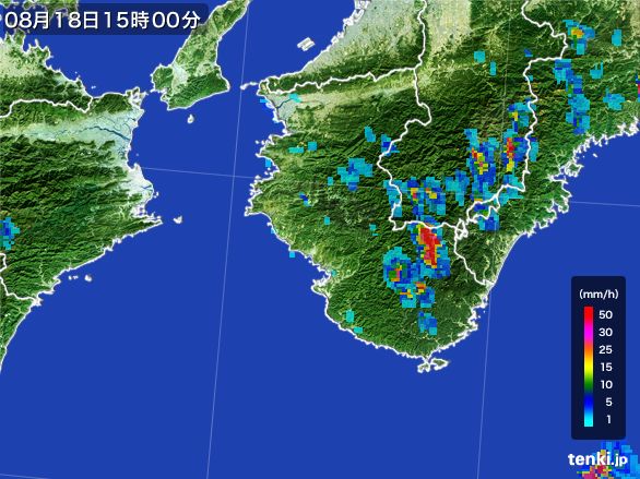 和歌山県の雨雲レーダー(2016年08月18日)