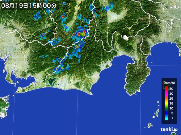 静岡県の雨雲レーダー(2016年08月19日)
