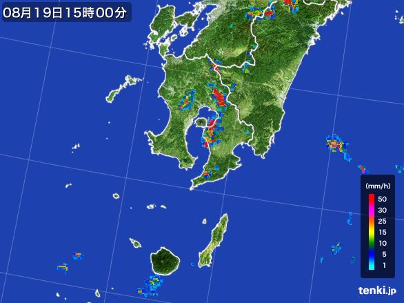 鹿児島県の雨雲レーダー(2016年08月19日)