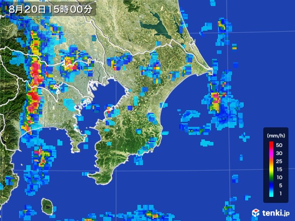 千葉県の雨雲レーダー(2016年08月20日)