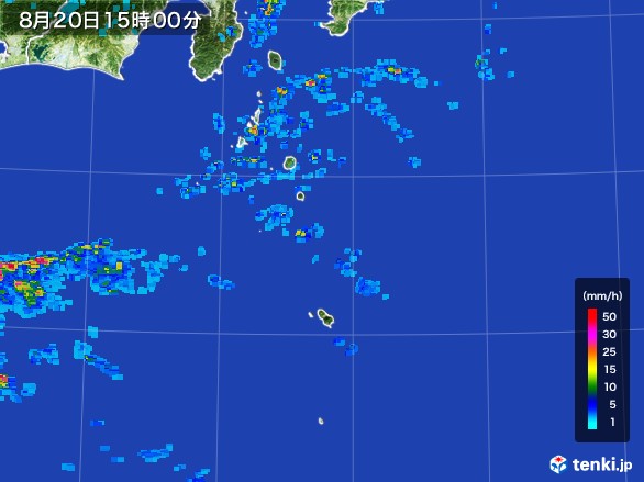 伊豆諸島(東京都)の雨雲レーダー(2016年08月20日)