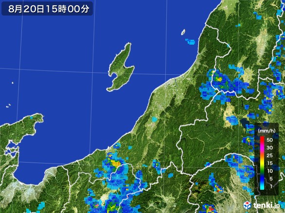 新潟県の雨雲レーダー(2016年08月20日)