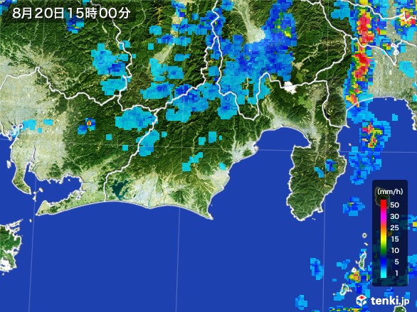 静岡県の雨雲レーダー(2016年08月20日)