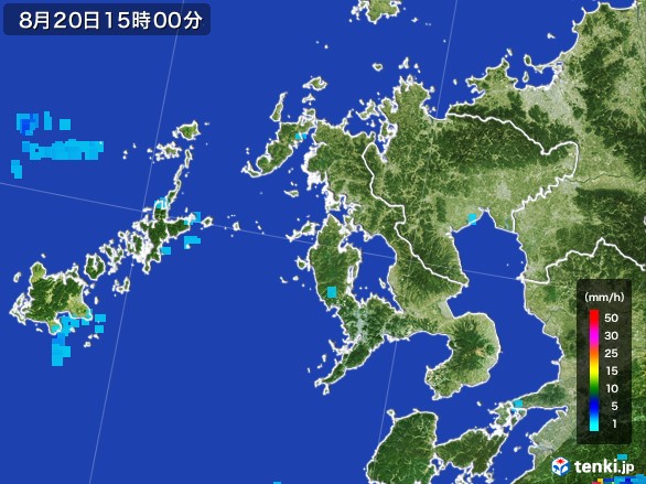 長崎県の雨雲レーダー(2016年08月20日)