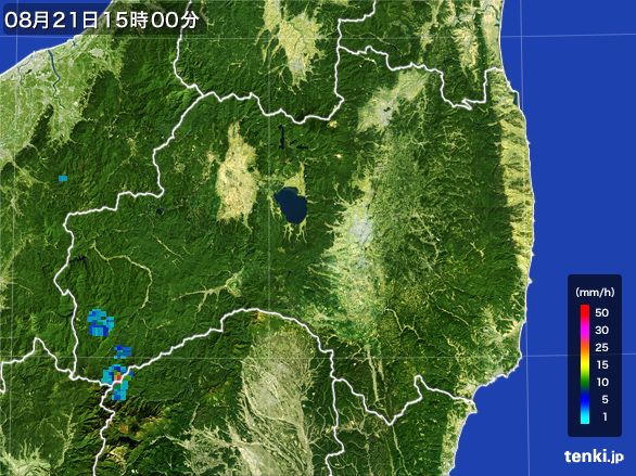 福島県の雨雲レーダー(2016年08月21日)
