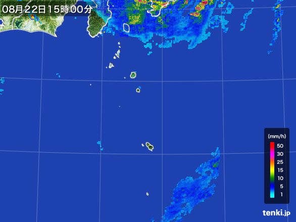 伊豆諸島(東京都)の雨雲レーダー(2016年08月22日)