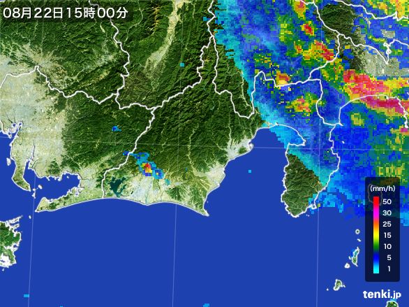 静岡県の雨雲レーダー(2016年08月22日)