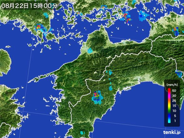 愛媛県の雨雲レーダー(2016年08月22日)