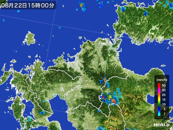 福岡県の雨雲レーダー(2016年08月22日)