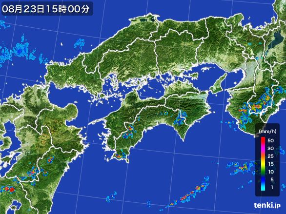 四国地方の雨雲レーダー(2016年08月23日)