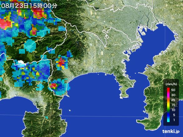 神奈川県の雨雲レーダー(2016年08月23日)