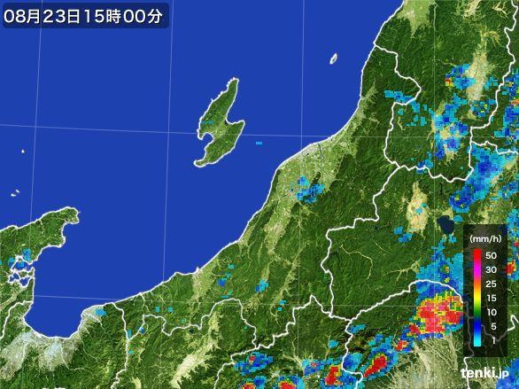 新潟県の雨雲レーダー(2016年08月23日)