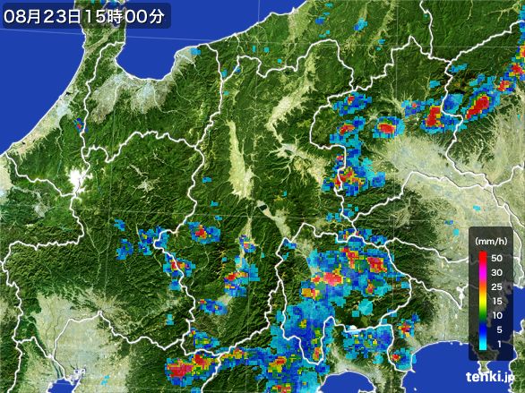 長野県の雨雲レーダー(2016年08月23日)