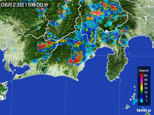 静岡県の雨雲レーダー(2016年08月23日)