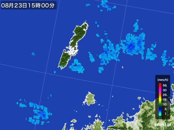 壱岐・対馬(長崎県)の雨雲レーダー(2016年08月23日)