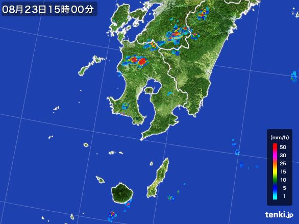 鹿児島県の雨雲レーダー(2016年08月23日)
