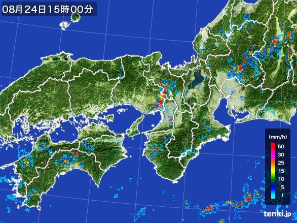 近畿地方の雨雲レーダー(2016年08月24日)