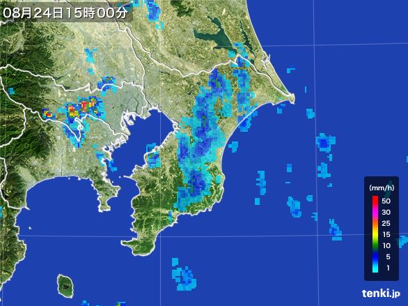 千葉県の雨雲レーダー(2016年08月24日)