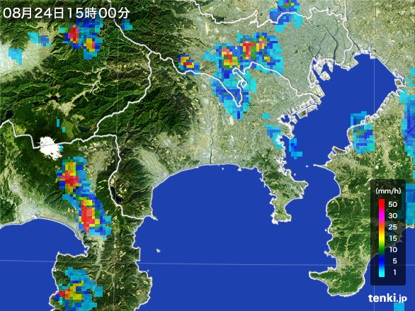 神奈川県の雨雲レーダー(2016年08月24日)