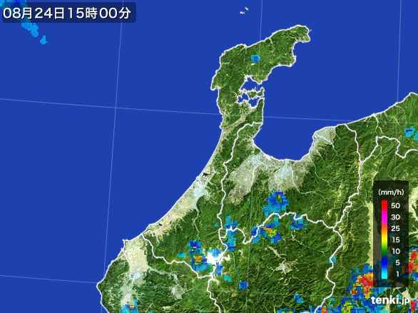 石川県の雨雲レーダー(2016年08月24日)