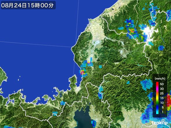 福井県の雨雲レーダー(2016年08月24日)