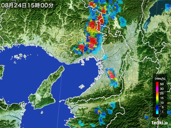 大阪府の雨雲レーダー(2016年08月24日)