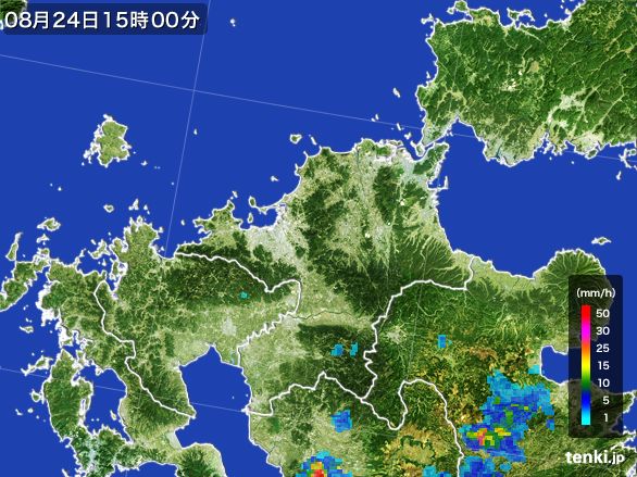 福岡県の雨雲レーダー(2016年08月24日)
