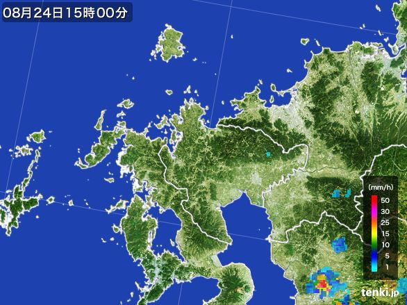 佐賀県の雨雲レーダー(2016年08月24日)