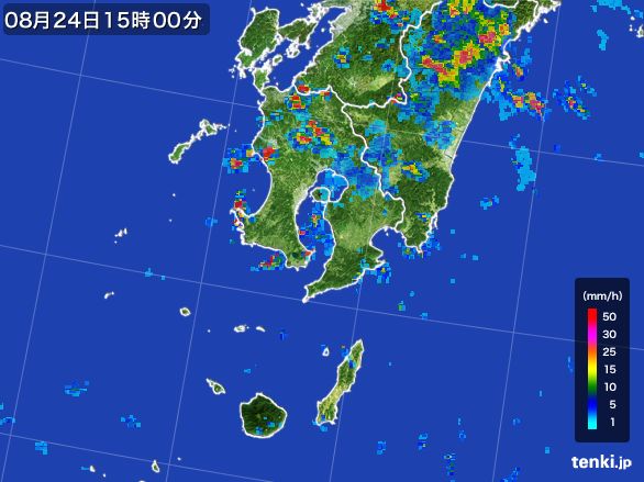 鹿児島県の雨雲レーダー(2016年08月24日)