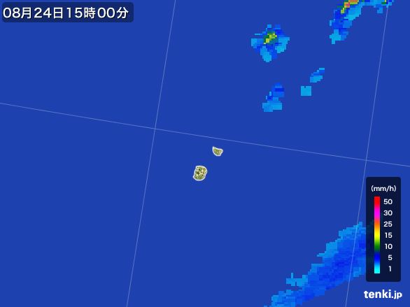 南大東島(沖縄県)の雨雲レーダー(2016年08月24日)