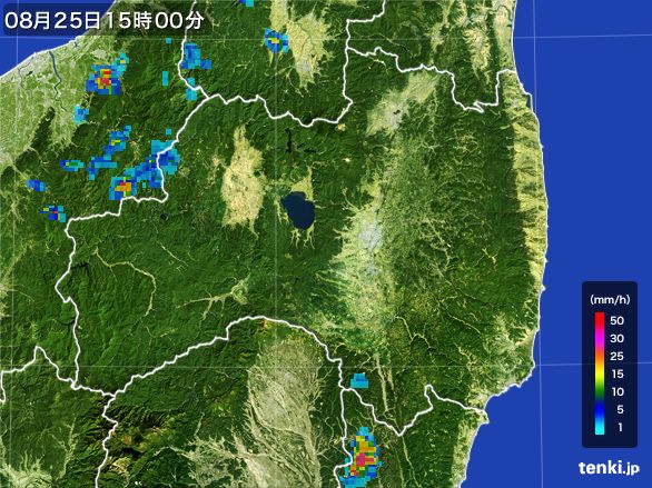 福島県の雨雲レーダー(2016年08月25日)