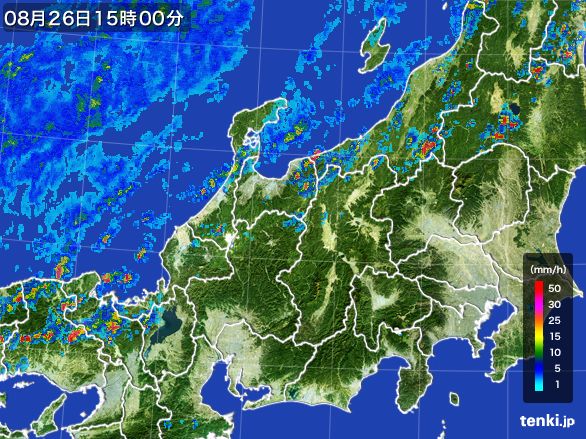 北陸地方の雨雲レーダー(2016年08月26日)