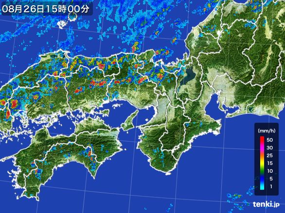 近畿地方の雨雲レーダー(2016年08月26日)