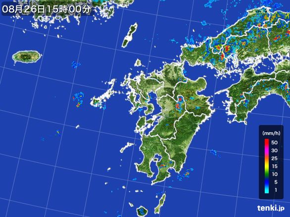 九州地方の雨雲レーダー(2016年08月26日)