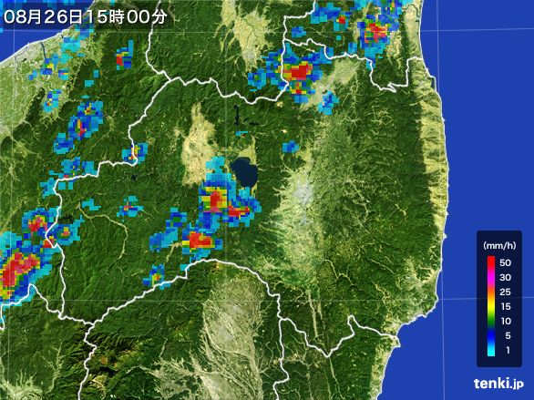 福島県の雨雲レーダー(2016年08月26日)