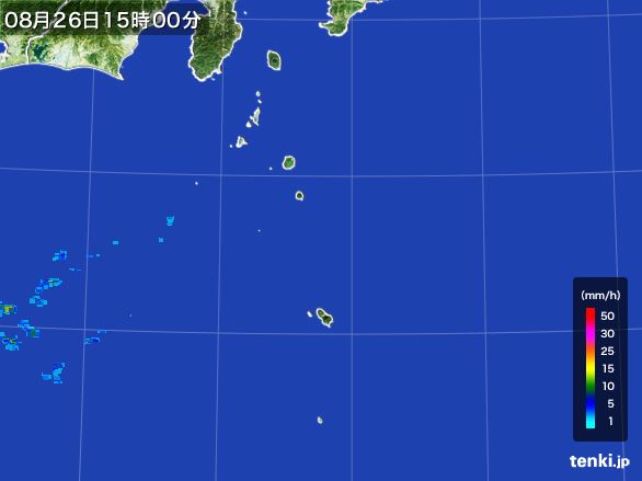 伊豆諸島(東京都)の雨雲レーダー(2016年08月26日)