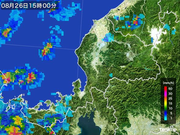 福井県の雨雲レーダー(2016年08月26日)