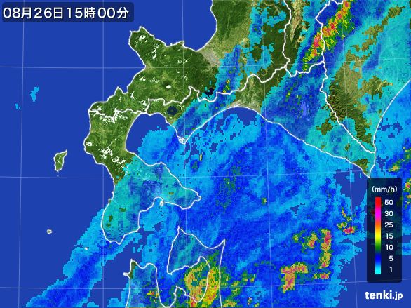 道南の雨雲レーダー(2016年08月26日)