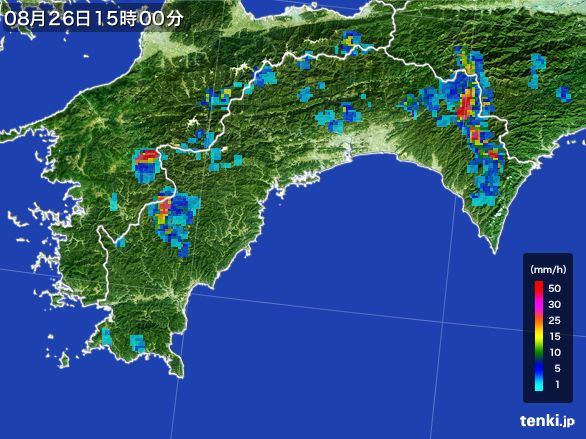 高知県の雨雲レーダー(2016年08月26日)