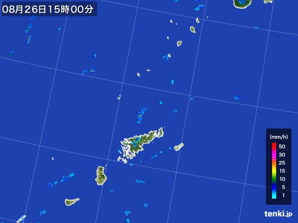奄美諸島(鹿児島県)の雨雲レーダー(2016年08月26日)