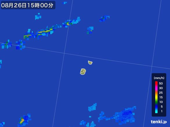 南大東島(沖縄県)の雨雲レーダー(2016年08月26日)