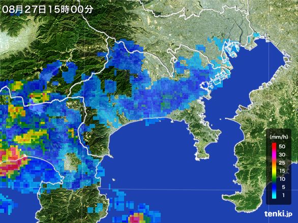 神奈川県の雨雲レーダー(2016年08月27日)