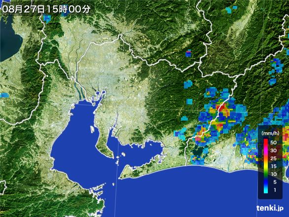 愛知県の雨雲レーダー(2016年08月27日)