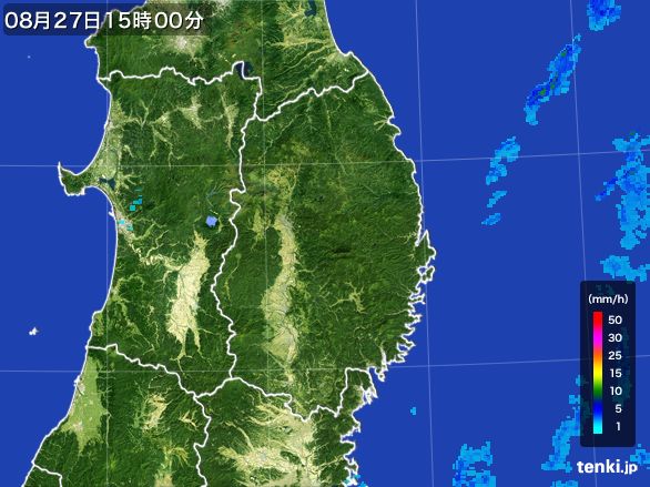 岩手県の雨雲レーダー(2016年08月27日)
