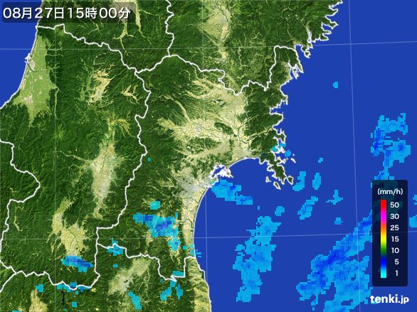 宮城県の雨雲レーダー(2016年08月27日)