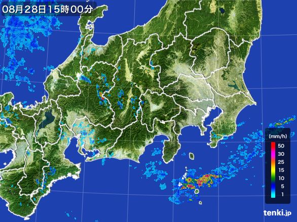 関東・甲信地方の雨雲レーダー(2016年08月28日)