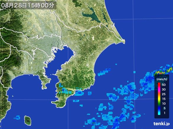 千葉県の雨雲レーダー(2016年08月28日)