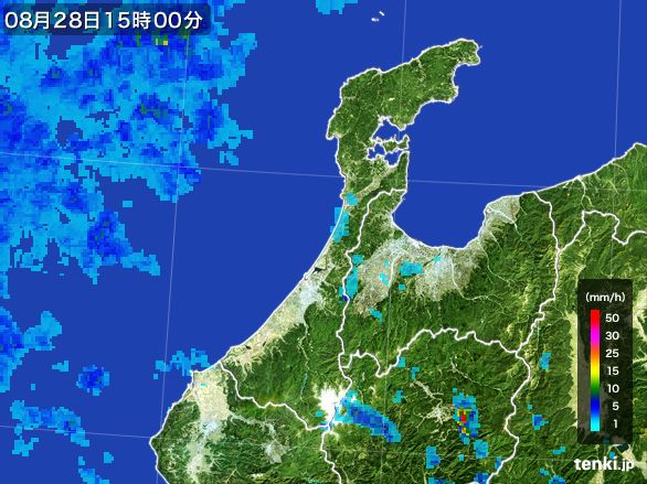 石川県の雨雲レーダー(2016年08月28日)